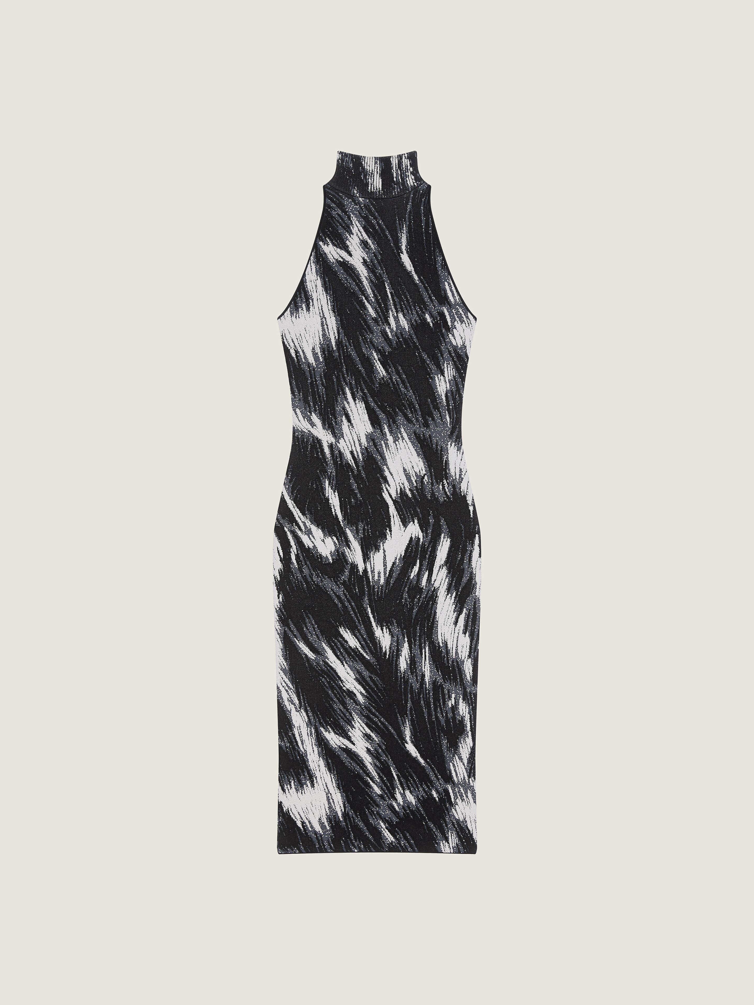 Halterneck dress in animal jacquard viscose